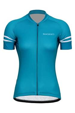 SUNDRIED Frauen mit kurzem Ärmeln Zyklus Jersey Ladies Turquoise Road Bike Cycling Hemd MTB Top (türkis XXL) von SUNDRIED