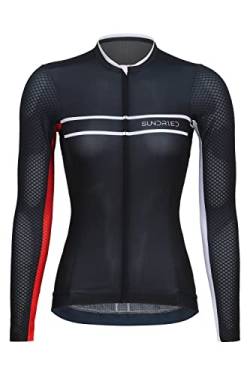 SUNDRIED Frauen mit langem Ärmel Pro Cycle Jersey Ladies Roadbike Radfahren Top MTB -Hemd (schwarz L) von SUNDRIED