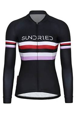 SUNDRIED Frauen mit langem Ärmeln Radfahren Top Ladies Road Bike Cycle Jersey MTB -Hemd (schwarzer XL) von SUNDRIED