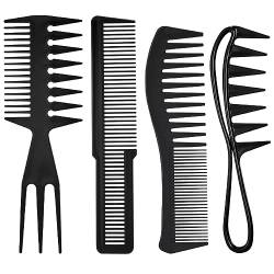 5 Stücke HaarKamm Set, Breite Zahnkämme Professioneller Friseur Kamm Antistatischer Grobzinkiger Kamm Haarstyling Zahnkamm Kit für Frauen Männer(schwarz) von SUNERLORY