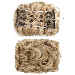 Haarteil Haargummi Messy Bun Scrunchie Haarteil Synthetische Hochsteckfrisur Curly Hair Bun Extension Comb Clips in Hair Extension Chignon Dish Tray Pferdeschwanz-Haarteile for Frauen Haarteil Hochste von SUNESA