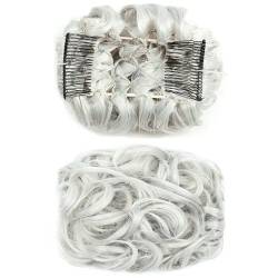 Haarteil Haargummi Messy Bun Scrunchie Haarteil Synthetische Hochsteckfrisur Curly Hair Bun Extension Comb Clips in Hair Extension Chignon Dish Tray Pferdeschwanz-Haarteile for Frauen Haarteil Hochste von SUNESA