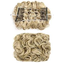 Haarteil Haargummi Messy Bun Scrunchie Haarteil Synthetische Hochsteckfrisur Curly Hair Bun Extension Comb Clips in Hair Extension Chignon Dish Tray Pferdeschwanz-Haarteile for Frauen Haarteil Hochste von SUNESA