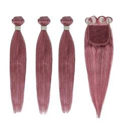 Haarverlängerung 8 « Haarbündel | Braiding Haar (Color : Roze, Size : 12 12 12+10Closure) von SUNESA