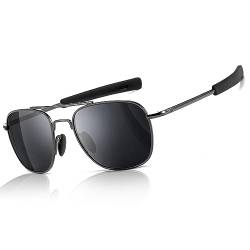 SUNGAIT Herren Militär Sonnenbrille Polarisierte Pilot Style - Bajonett-Tempel Gunmetal/Grau A285 von SUNGAIT