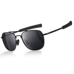 SUNGAIT Herren Militär Sonnenbrille Polarisierte Pilot Style - Bajonett-Tempel Schwarz/Grau A285 von SUNGAIT