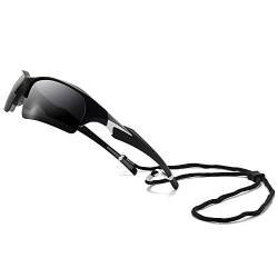 SUNGAIT Leichte polarisierte Sport-Sonnenbrille für Herren mit Anti-Fog-Linse SGT802 (Schwarz Rahmen (Mattes Finish)/Grau Linse) von SUNGAIT