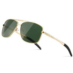 SUNGAIT Polarisierte Sonnenbrille der Männer Durable Metallrahmen für Angeln Fahren Reisen (Goldrahmen/Grün Lens) Metallrahmen -SGT925 JKLVUK von SUNGAIT