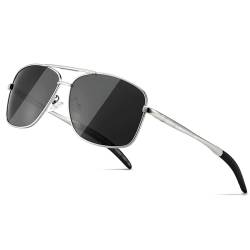 SUNGAIT Polarisierte Sonnenbrille der Männer Durable Metallrahmen für Angeln Fahren Reisen (Silber Rahmen/Grau Lens) Metallrahmen -SGT925 YKHUK von SUNGAIT