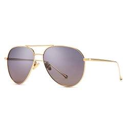 SUNGAIT Übergroße Sonnenbrille für Frauen Leichte Mode Sonnenbrille - Polarisierte Linse (Hellgoldener Rahmen/Violett Gradiente Linse, 60) von SUNGAIT
