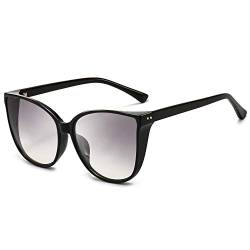 SUNGAIT Übergroße Vintage-Sonnenbrille für Damen, große Gläser, modische Sonnenbrille, UV400-Schutz SGT8022 (Schwarzer Rahmen (Glänzendes Finish)/Grau Gradiente Linse) von SUNGAIT