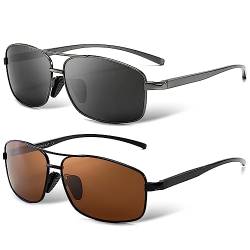 SUNGAIT Ultraleichte Rechteckig Sonnenbrille Herren Polarisierte UV400-Schutz CAT 3 von SUNGAIT