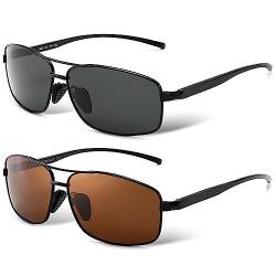 SUNGAIT Ultraleichte Rechteckig Sonnenbrille Herren Polarisierte UV400-Schutz CAT 3 von SUNGAIT