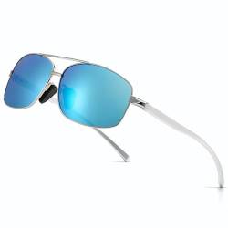 SUNGAIT Ultraleichte Rechteckig Sonnenbrille Herren Polarisierte UV400-Schutz SGT458YBL DE von SUNGAIT