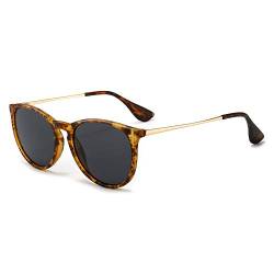 SUNGAIT Vintage Runde Damen Sonnenbrille Klassischer Retro Designer Stil (Bernstein/Grau)-SGT567 von SUNGAIT