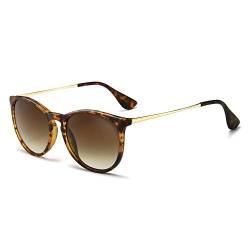 SUNGAIT Vintage Runde Damen Sonnenbrille Klassischer Retro Designer Stil (Bernstein/farbverlauf Braun)-SGT567 von SUNGAIT