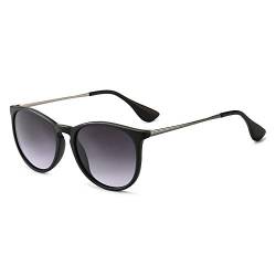 SUNGAIT Vintage Runde Damen Sonnenbrille Klassischer Retro Designer Stil (Schwarz/farbverlauf Grau)-SGT567 von SUNGAIT
