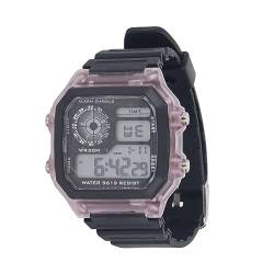 SUNGOOYUE wasserdichte Digitale Armbanduhr mit Leuchtendem Alarm, 12/24-Stunden-Funktion, Sportuhr für den Außenbereich (Transparentes Lila) von SUNGOOYUE
