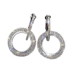 Ohrringe, stilvolle Luxus-Volldiamant-Ohrringe für Frauen, besetzte Diamant-geometrische Kreisohrringe, exquisite Schmuckgeschenke von SUNMME