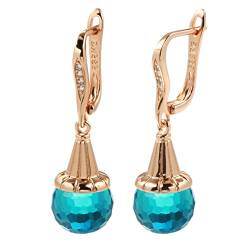 Ohrringe Damen Ohrstecker Mädchen Geschenk Neue Lange Tropfenohrringe Für Frauen Gelbe Natürliche Zirkon Kugelohrringe Elegant Vintage (Blau Einheitsgröße) von SUNMME