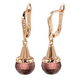 Ohrringe Damen Ohrstecker Mädchen Geschenk Neue Lange Tropfenohrringe Für Frauen Gelbe Natürliche Zirkon Kugelohrringe Elegant Vintage (Rotbraun Einheitsgröße) von SUNMME