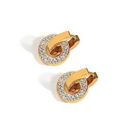 Ohrringe Ohrring Frauen Geschenk Ohrstecker Vintage Kristall Runde Ohrringe Exquisite Strass Kreis Anhänger Ohrringe Charm (Gold Einheitsgröße) von SUNMME