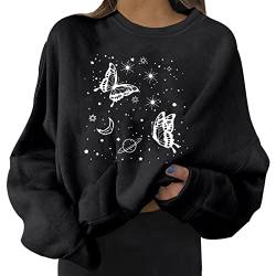 SUNNSEAN Lange Ärmel Pullover Damen Winter Pullover mit Rundhalsausschnitt, Vintage Sweatshirt Oversized Liebesmuster Pullover Teenager Mädchen Sportbekleidung Sweatshirt for Women Hoodies von SUNNSEAN