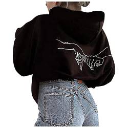 SUNNSEAN Lange Ärmel Pullover Damen Winter Pullover mit Rundhalsausschnitt, Vintage Sweatshirt Oversized Liebesmuster Pullover Teenager Mädchen Sportbekleidung Sweatshirt for Women Hoodies von SUNNSEAN