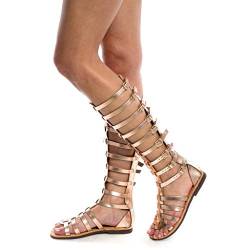 SUNNSEAN Schuhe Sandalen Damen Gladiator Römisch Sandalen Sommer Strand Sandals Riemchensandalen Knie Hohe Stiefel Peep Toe Sandalen Schnürschuhe Elegant Kniehohe Freizeitsandalen von SUNNSEAN