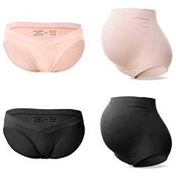 SUNNYBUY Frauen Mutterschaft Hohe Taille Unterwäsche Schwangerschaft Nahtlose Weiche Hipster Höschen Über Bump, Hoch: 1black1skin/Low:1black1skin, XL von SUNNYBUY