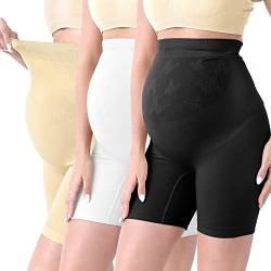 Sunnybuy Schwangerschaftsunterwäsche für Damen, hohe Taille, nahtlose, weiche Hipster-Pantys über dem Bauch, A-blacknudewhite von SUNNYBUY