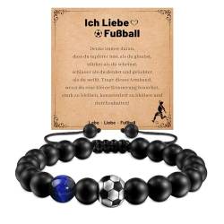 SUNSH Ball Armband,Herrenarmband,Fußball/Basketball Armband Für Jungen/Spieler/Söhne/Enkel/Fans/Freunde,Geschenke Für Teenager/Jungen/Mädchen,Olympiade/Geburtstag/Wettkampf-Blau-Ich Liebe Fußball von SUNSH