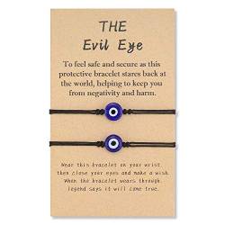 SUNSH Evil Eye Armband für Damen Paare verstellbares Seil wasserdicht für Freundschaftsgeschenke Geschenk zum Valentinstag von SUNSH