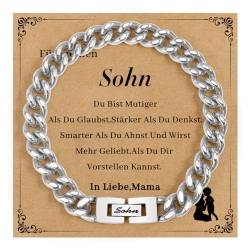 SUNSH Herren Armband Edelstahl Armbänder Panzerkette Silber Herrenarmbänder für Männer Kubanische Armband Geschenke für Papa Sohn Bruder Mann Graduierung Vatertag Valentinstag Geburtstage Geschenk von SUNSH