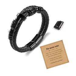 SUNSH Herrenarmband Geschenk für Männer Lederarmband Geschenk für ihn Sohnes Geschenk für Sohnes Weihnachten Heimkehr Abschlussfeier Geburtstag Geschenk für Jungen Verstellbar Mann Armband von SUNSH