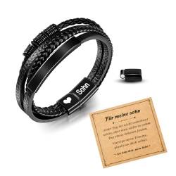 SUNSH Herrenarmband Geschenk für Männer Lederarmband Geschenk für ihn Sohnes Geschenk für Sohnes Weihnachten Heimkehr Abschlussfeier Geburtstag Geschenk für Jungen Verstellbar von SUNSH