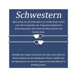 SUNSH Schwestern Armband Freundschaftsarmband Set von 2 Liebe Edelstahlarmband Weihnachten Neujahr Geburtstag Geschenk für sie beste Freundin einstellbar für Frauen Teenager von SUNSH