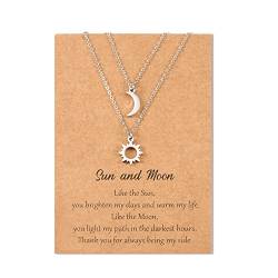 SUNSH Sonne und Mond Halskette für Frauen Teens Mädchen Mutter Tochter Halskette beste Freundin Halsketten Freundschaft Bessties Set Schwester Schmuck BFF Freundschaft Geschenke für sie 2PCS Silber von SUNSH