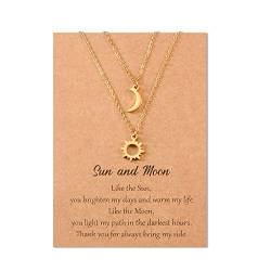 SUNSH Sonne und Mond Halskette für Frauen Teens Mädchen Mutter Tochter Halskette beste Freundin Halsketten Freundschaft Bessties Set Schwester Schmuck BFF Freundschaft Geschenke für sie 2PCS Gold von SUNSH