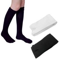 SUNTRADE 2 Paar Tabi-Socken mit geteilter Zehenpartie, lässige Sandale, lange Socken, japanische Socken für Männer und Frauen (Schwarz+Weiß) von SUNTRADE