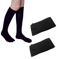 SUNTRADE 2 Paar Tabi-Socken mit geteilter Zehenpartie, lässige Sandale, lange Socken, japanische Socken für Männer und Frauen (Schwarz x 2) von SUNTRADE