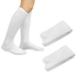 SUNTRADE 2 Paar Tabi-Socken mit geteilter Zehenpartie, lässige Sandale, lange Socken, japanische Socken für Männer und Frauen (Weiß x 2) von SUNTRADE