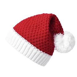 SUNTRADE Damen Herren Strickmütze Winter Rot und Weiß Mützen Beanie Warm Dicke Skimütze für Weihnachten, rot / weiß, L-XL von SUNTRADE
