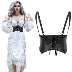 SUOSDEY Damen Gothic Korsett Gürtel, Steampunk Breite Leder Underbuste Körper Taille Gürtel für Kleid in Cosplay Halloween Party schwarz von SUOSDEY