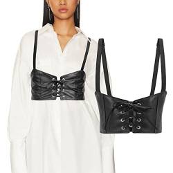 SUOSDEY Damen Gothic Korsett Gürtel, Steampunk Breite Leder Underbuste Körper Taille Gürtel für Kleid in Cosplay Halloween Party von SUOSDEY