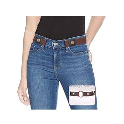 SUOSDEY Elastischer Gürtel Damen Stretchgürtel Unsichtbarer Gürtel Ohne Schnalle für Jeans Taillen Gürtel,Kaffeefarbe,60-84 von SUOSDEY