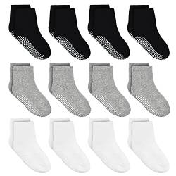 SUOSDEY Stoppersocken Kinder 12 Paar Rutschfeste Socken Baumwolle Antirutschsocken Kinder ABS Rutschfeste Socken für 1-3 Jahre von SUOSDEY