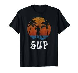 Herren SUP Shirt Sonnenuntergand Mit Palmen Stand Up Paddle T-Shirt von SUP Stand Up Paddling T-Shirts by KaMi