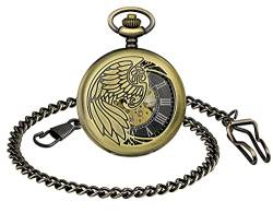 SUPBRO Damen Herren Taschenuhr Adler Analog Mechanische Kettenuhr Uhr Pocket Watch mit Halskette Pullover Kette Bronze von SUPBRO
