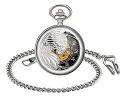SUPBRO Damen Herren Taschenuhr Adler Analog Mechanische Kettenuhr Uhr Pocket Watch mit Halskette Pullover Kette Silber von SUPBRO